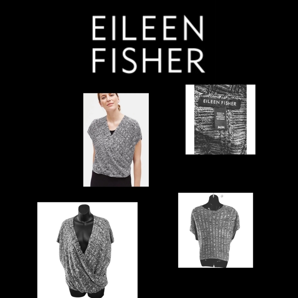 EILEEN FISHER SURPLICE FAUX WRAP TOP